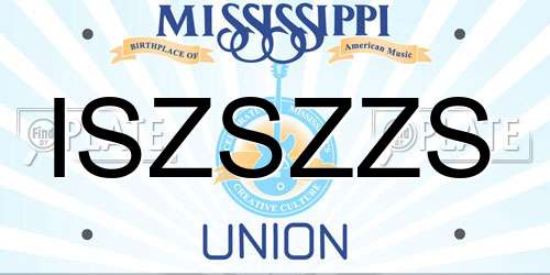 ISZSZZS Mississippi License Plate