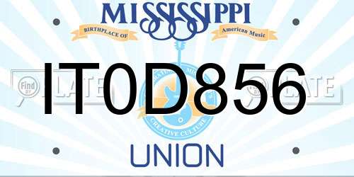 IT0D856 Mississippi License Plate