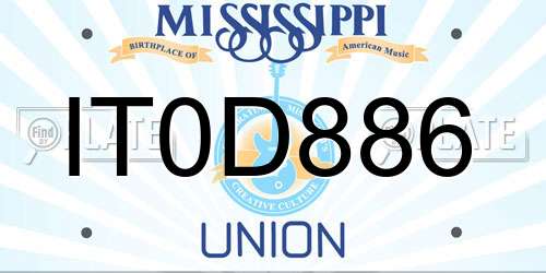 IT0D886 Mississippi License Plate