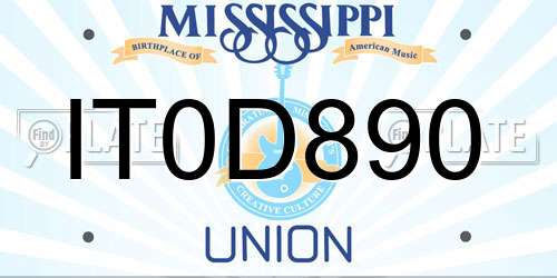 IT0D890 Mississippi License Plate