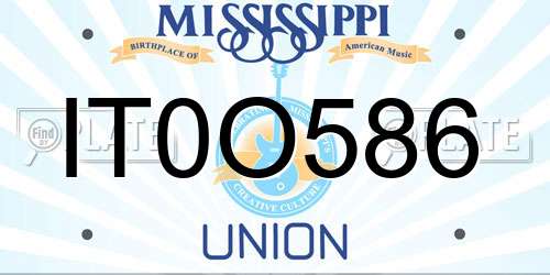 IT0O586 Mississippi License Plate