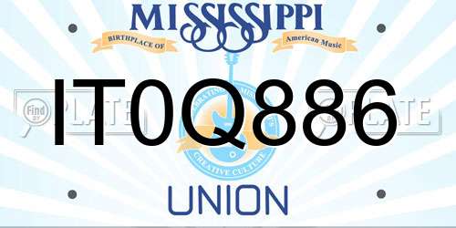 IT0Q886 Mississippi License Plate