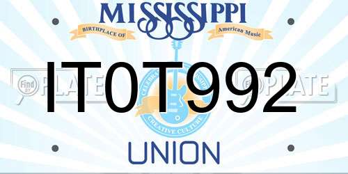 IT0T992 Mississippi License Plate