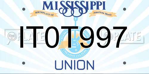 IT0T997 Mississippi License Plate