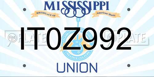 IT0Z992 Mississippi License Plate