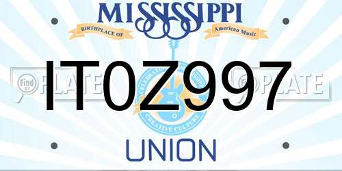 IT0Z997 Mississippi License Plate