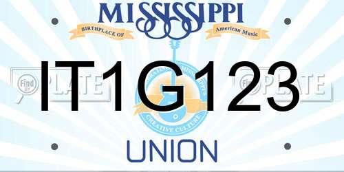IT1G123 Mississippi License Plate