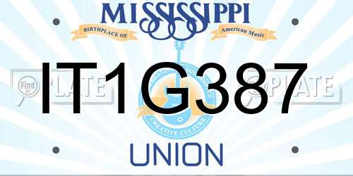 IT1G387 Mississippi License Plate