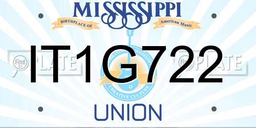IT1G722 Mississippi License Plate
