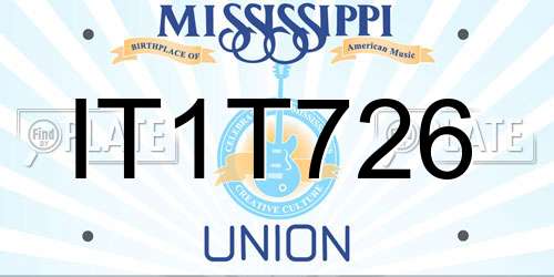 IT1T726 Mississippi License Plate