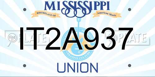 IT2A937 Mississippi License Plate