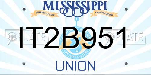 IT2B951 Mississippi License Plate