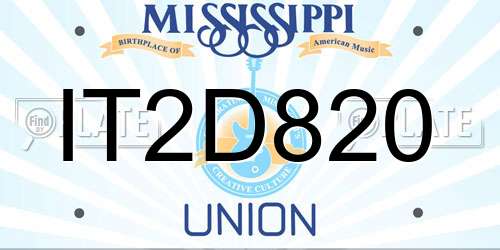 IT2D820 Mississippi License Plate