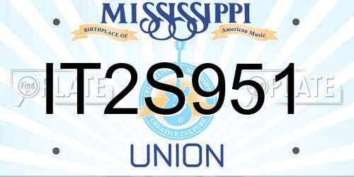 IT2S951 Mississippi License Plate