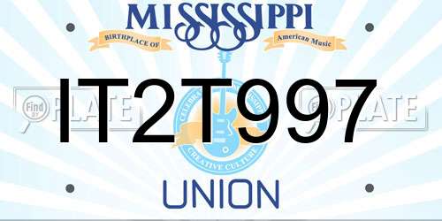 IT2T997 Mississippi License Plate