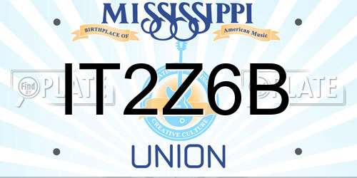 IT2Z6B Mississippi License Plate