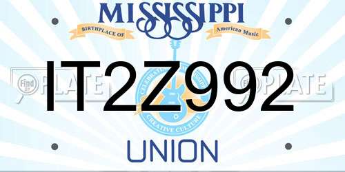 IT2Z992 Mississippi License Plate