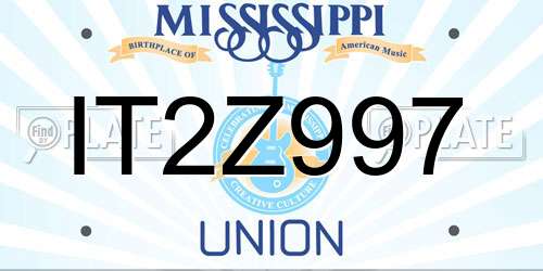 IT2Z997 Mississippi License Plate