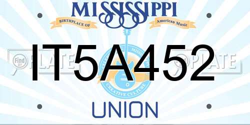 IT5A452 Mississippi License Plate