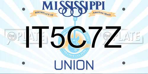 IT5C7Z Mississippi License Plate