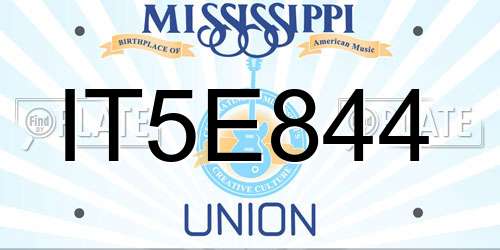 IT5E844 Mississippi License Plate