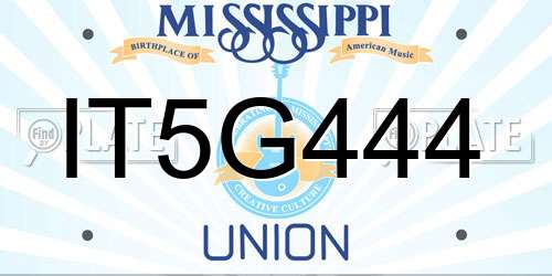IT5G444 Mississippi License Plate