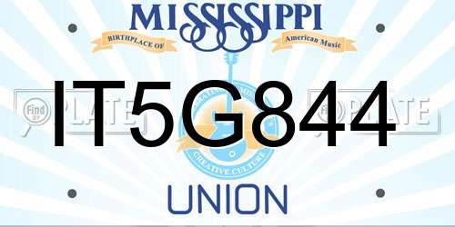 IT5G844 Mississippi License Plate