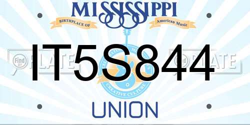 IT5S844 Mississippi License Plate
