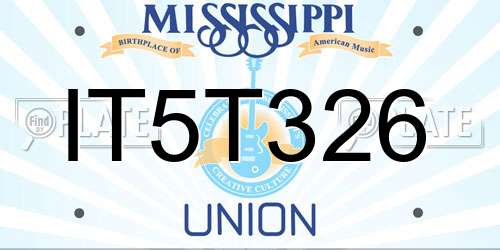 IT5T326 Mississippi License Plate