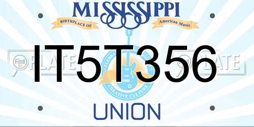 IT5T356 Mississippi License Plate