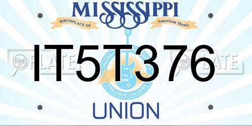 IT5T376 Mississippi License Plate