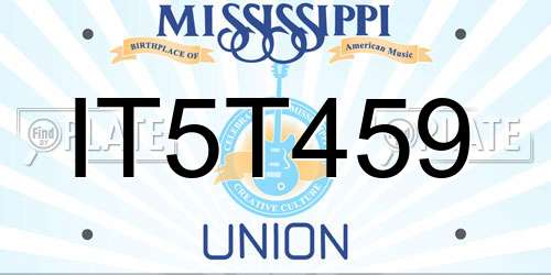 IT5T459 Mississippi License Plate