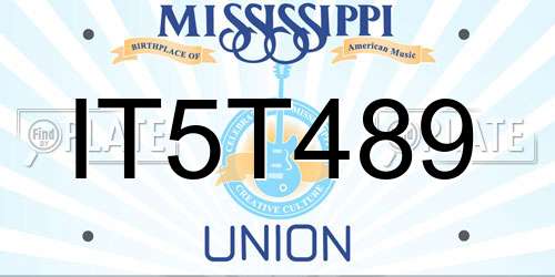 IT5T489 Mississippi License Plate