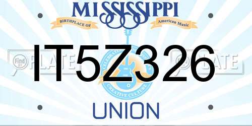 IT5Z326 Mississippi License Plate