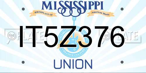 IT5Z376 Mississippi License Plate