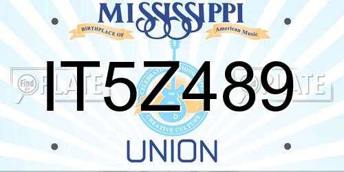 IT5Z489 Mississippi License Plate