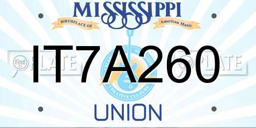 IT7A260 Mississippi License Plate