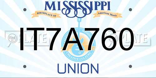 IT7A760 Mississippi License Plate