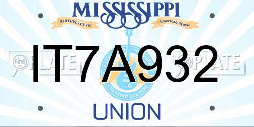 IT7A932 Mississippi License Plate