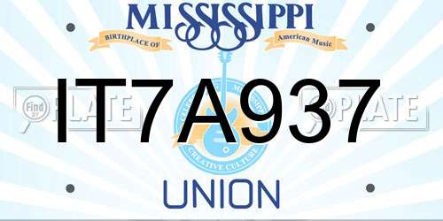 IT7A937 Mississippi License Plate