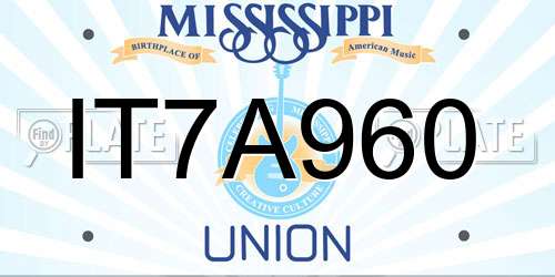 IT7A960 Mississippi License Plate
