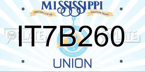 IT7B260 Mississippi License Plate