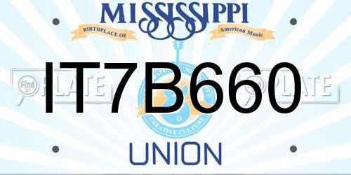 IT7B660 Mississippi License Plate