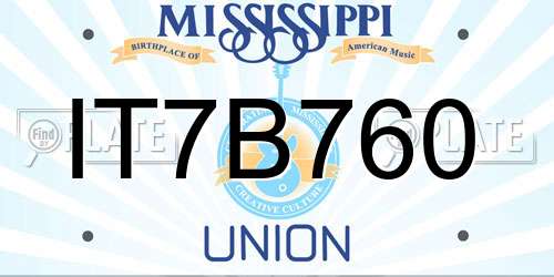 IT7B760 Mississippi License Plate