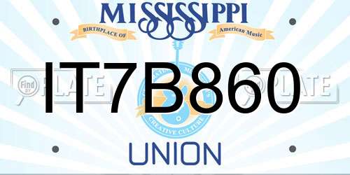 IT7B860 Mississippi License Plate