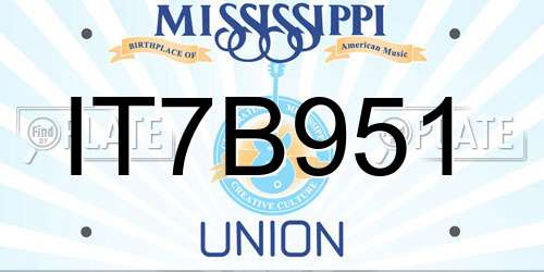 IT7B951 Mississippi License Plate