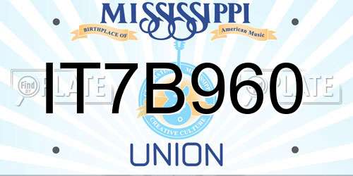 IT7B960 Mississippi License Plate
