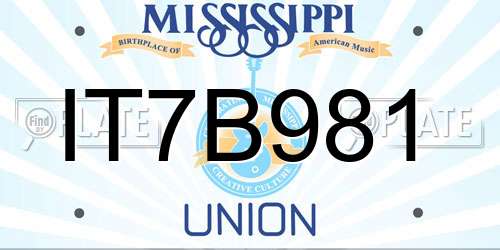 IT7B981 Mississippi License Plate