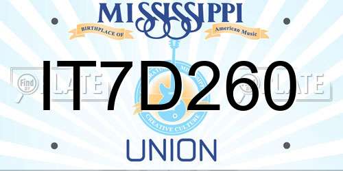 IT7D260 Mississippi License Plate