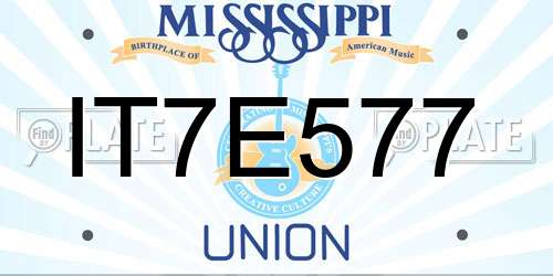 IT7E577 Mississippi License Plate